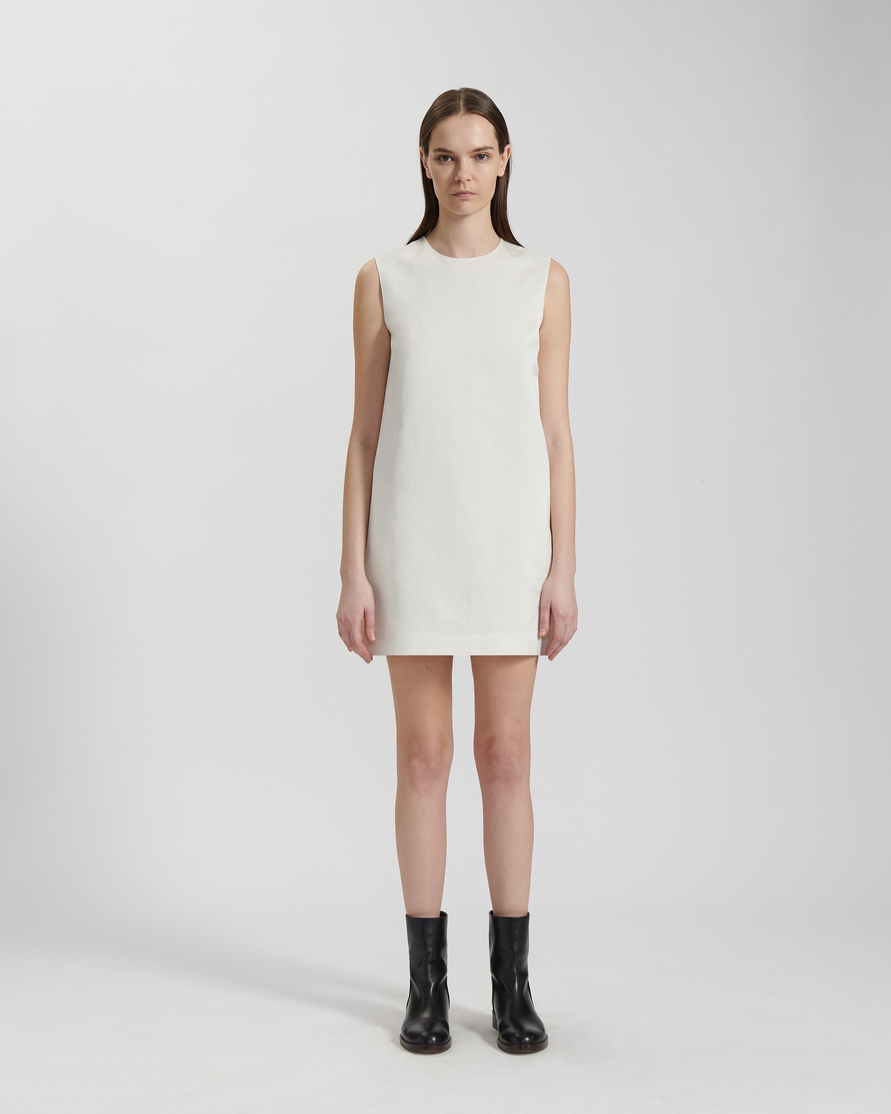 Sienna Dress in Peau De Soie, White