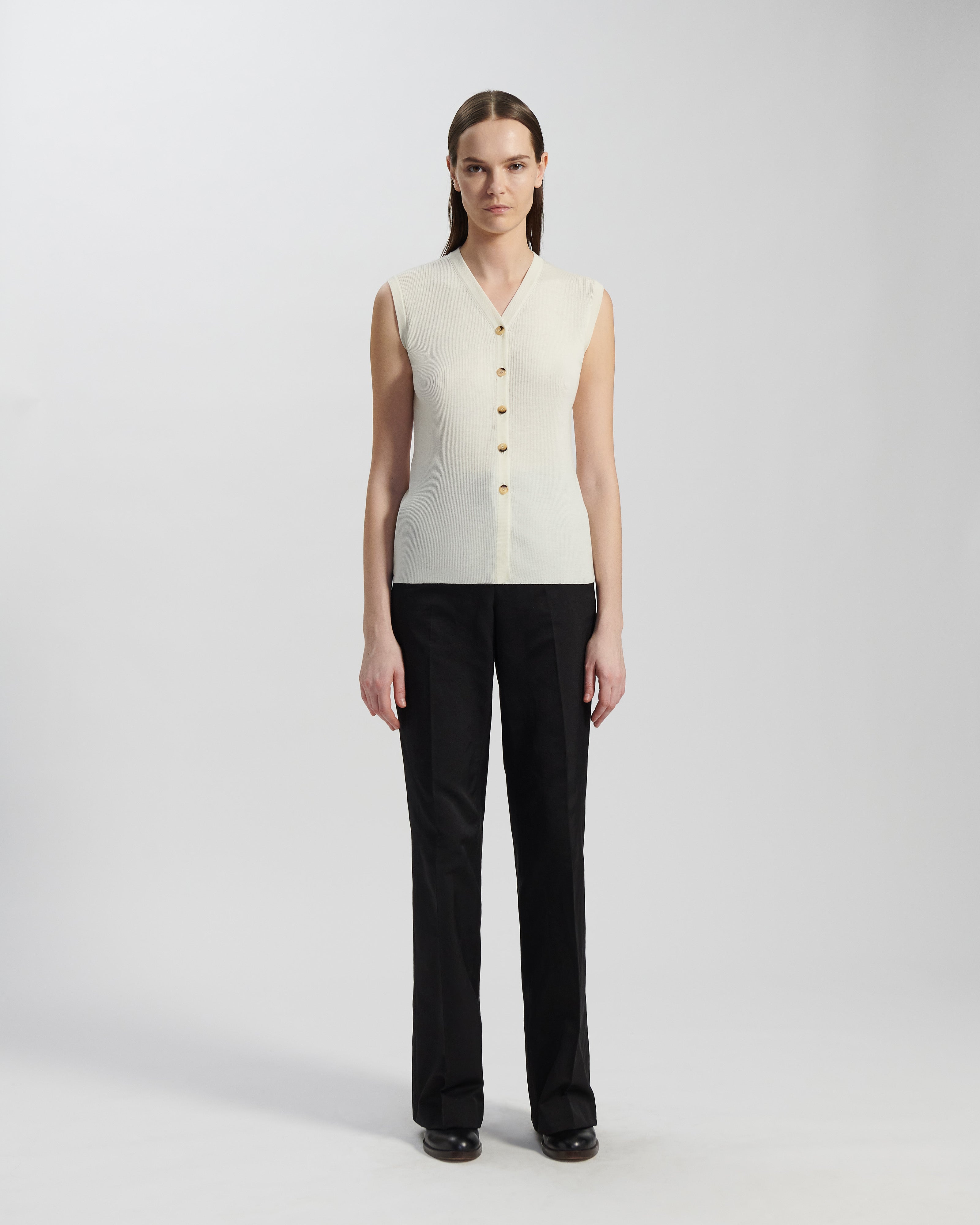 Alice Vest in Merino Wool, Cream