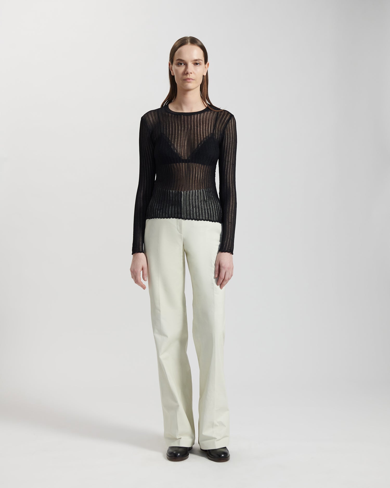 Caroline Sweater in Viscose and Merino Wool, Black