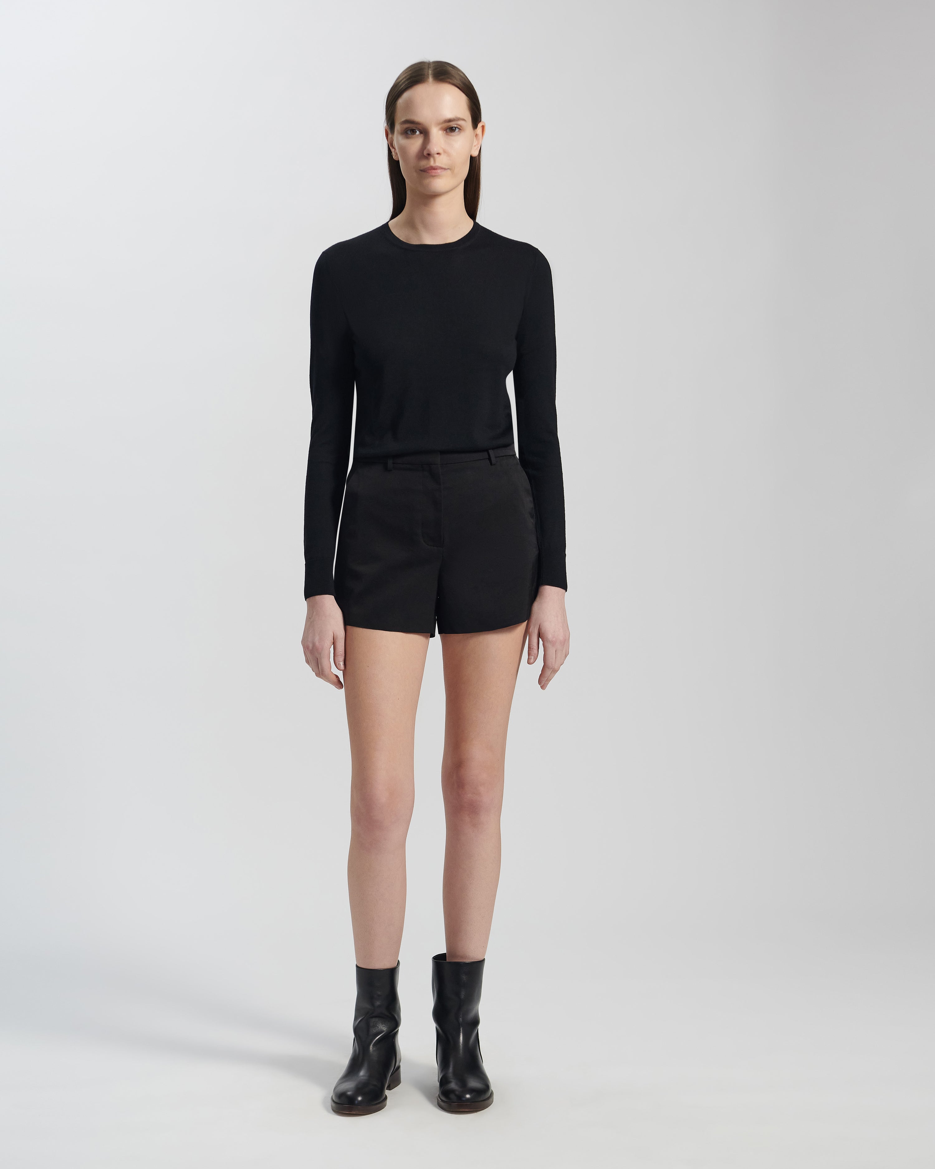 Ava Shorts in Peau De Soie, Black