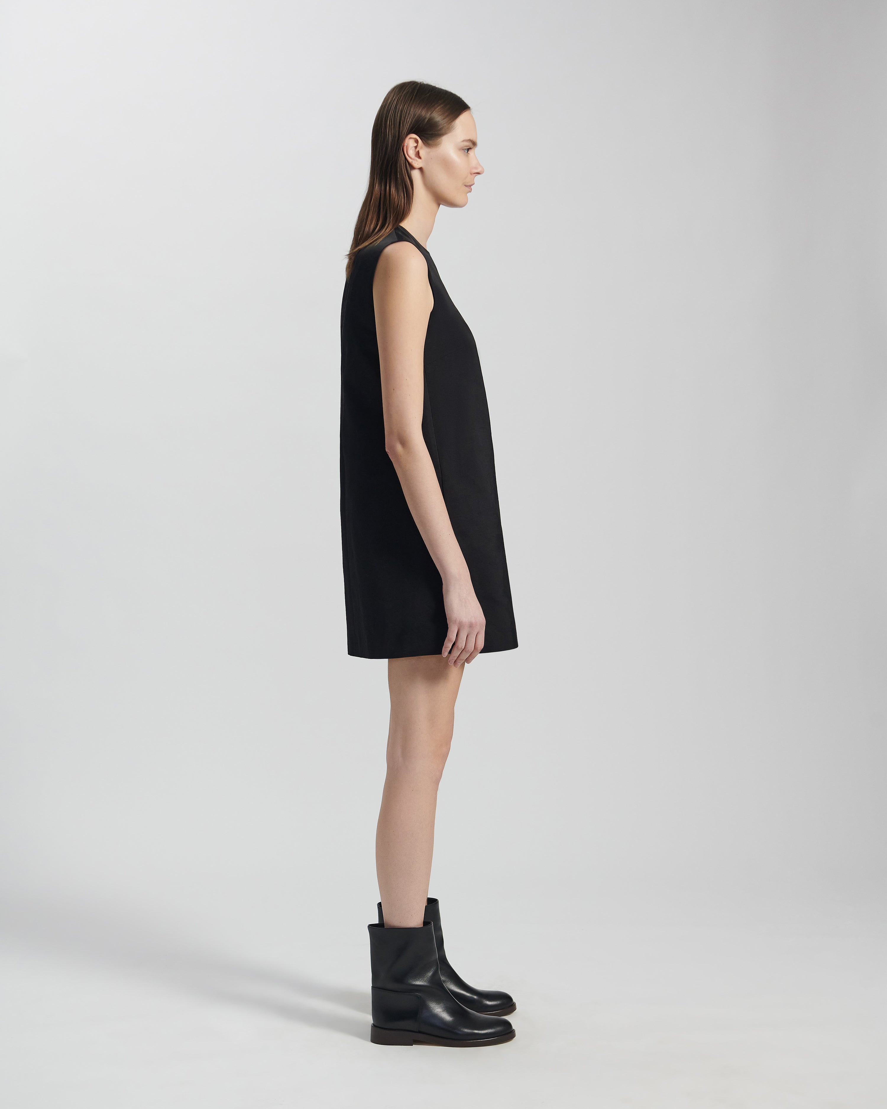 Sienna Dress in Peau De Soie, Black