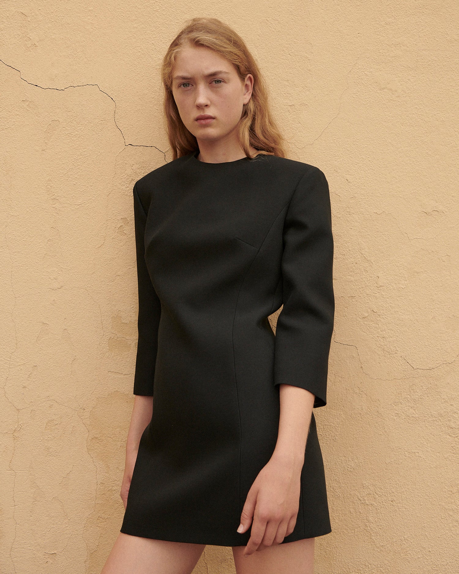Dexter Dress in Wool Viscose, Black