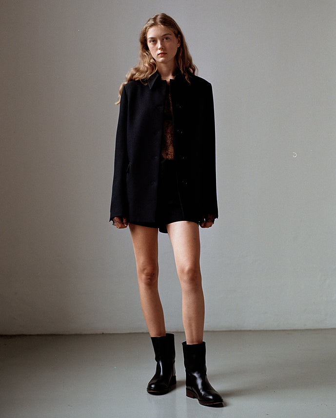 Klara Jacket in Wool Viscose, Black
