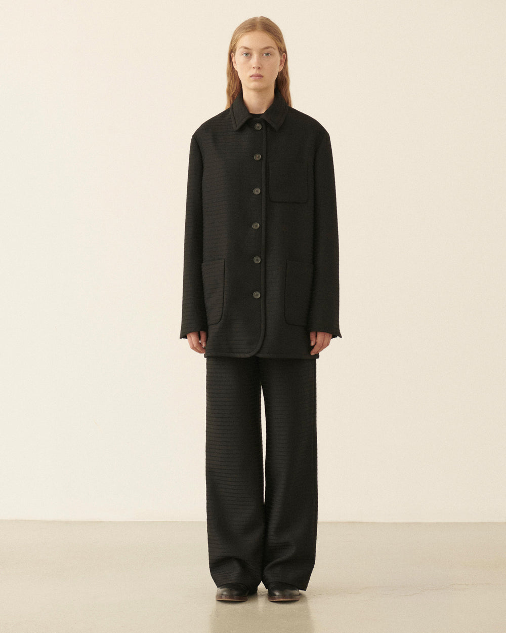 Amaia Jacket in Wool Jacquard, Black - Veronica De Piante