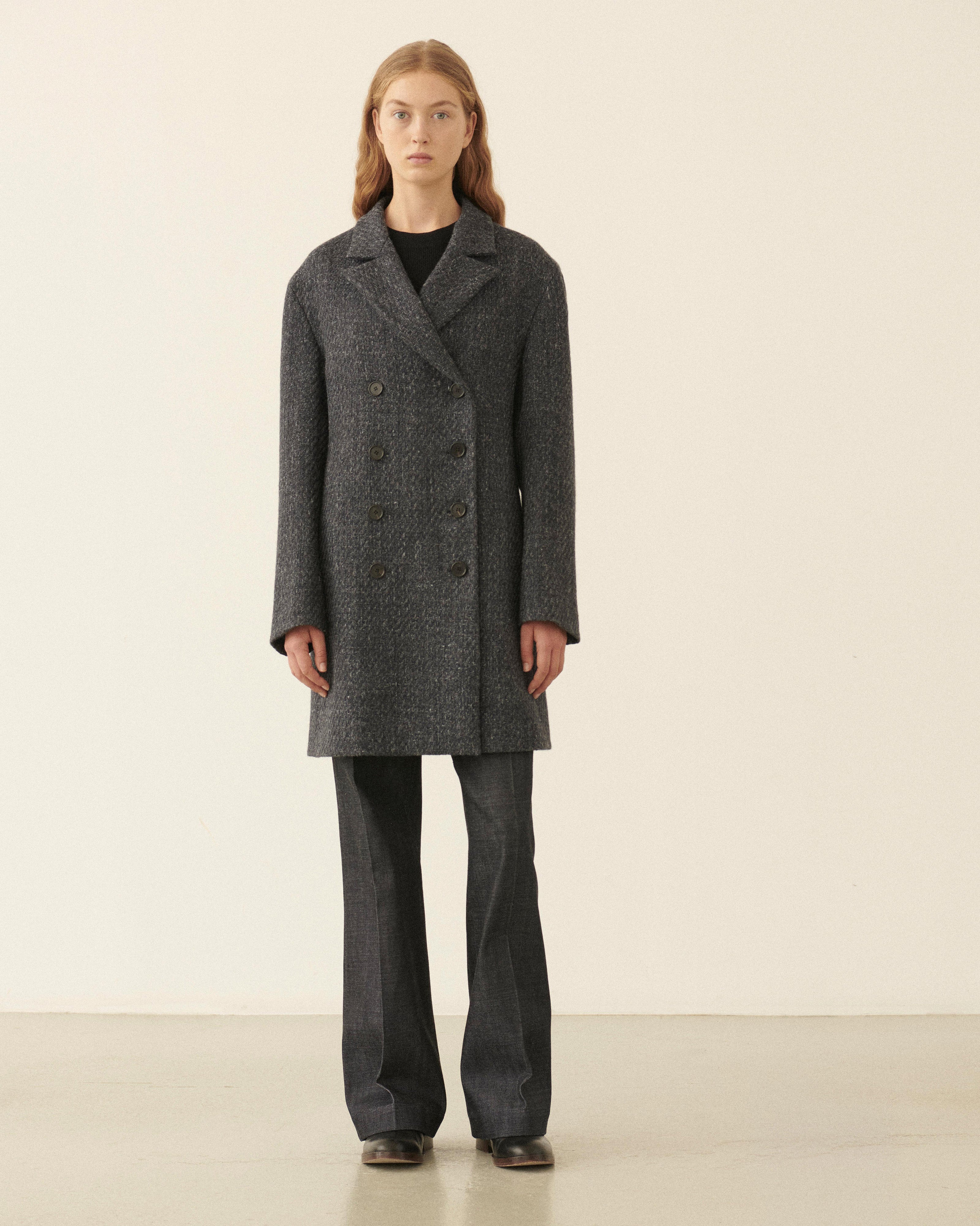 Lucas Coat in Wool Linen, Grey - Veronica De Piante