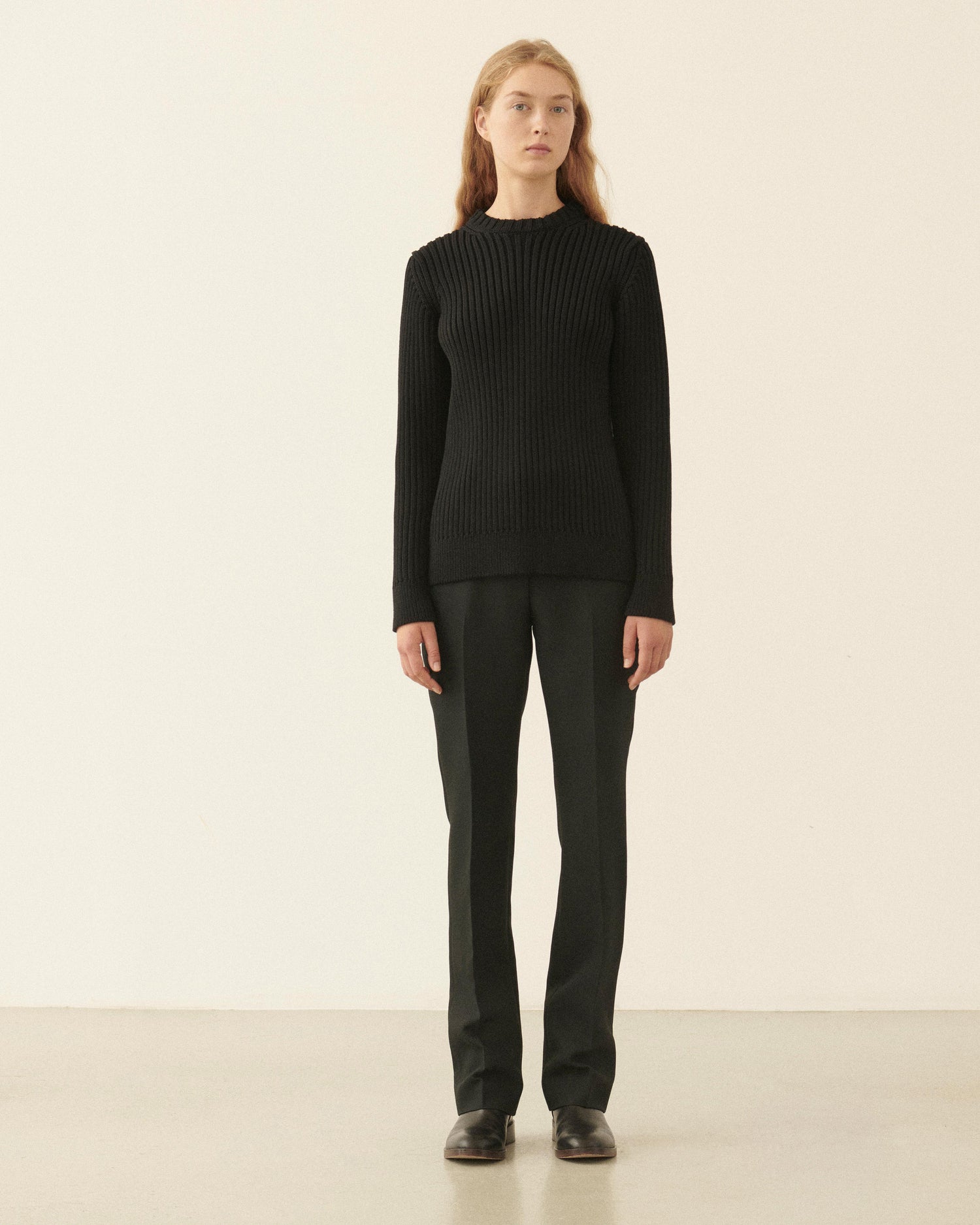 Tristan Sweater in Merino Wool, Black